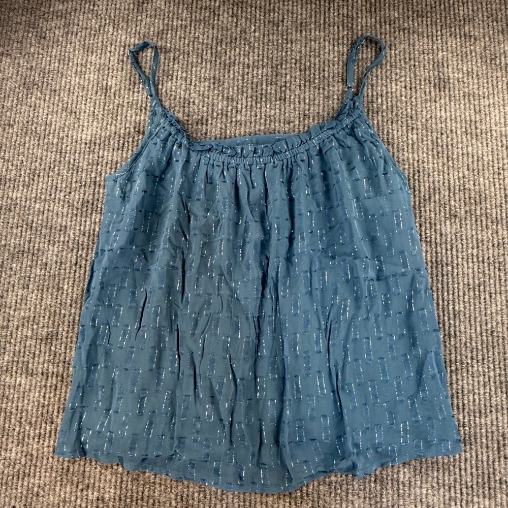 Lovestitch tank cami Medium teal blue metallic layering